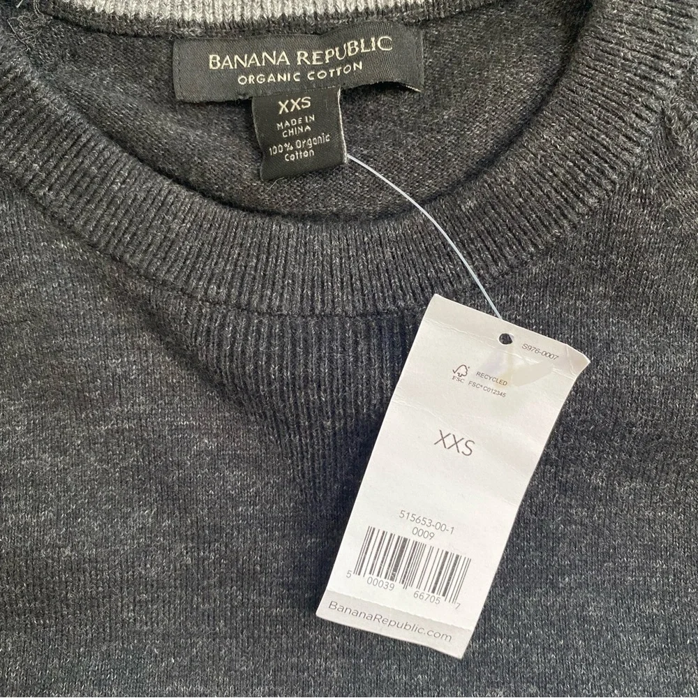 Men's Banana Republic Charcoal Grey Organic Cotton Crew-Neck Sweater Size XXS